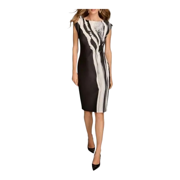 Donna Karan Dresses & Skirts - Donna Karan New York Women's Printed‎ Scuba Sheath Dress Black/White Size 2, 4